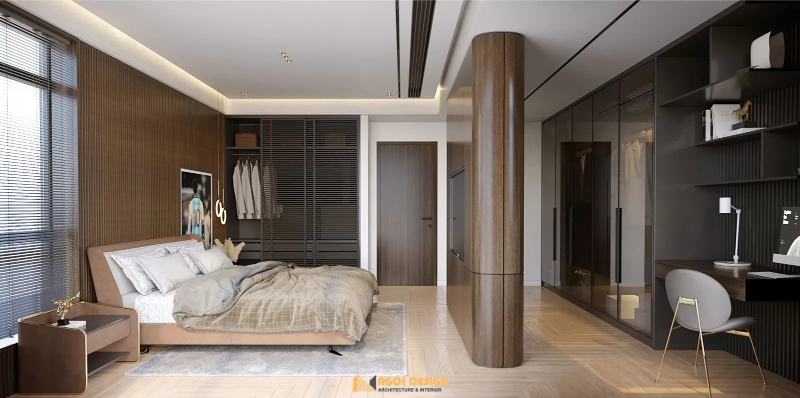 Chiếc giường êm ái, nâng niu từng giấc ngủ được đặt tại vị trí trung tâm các phòng ngủ