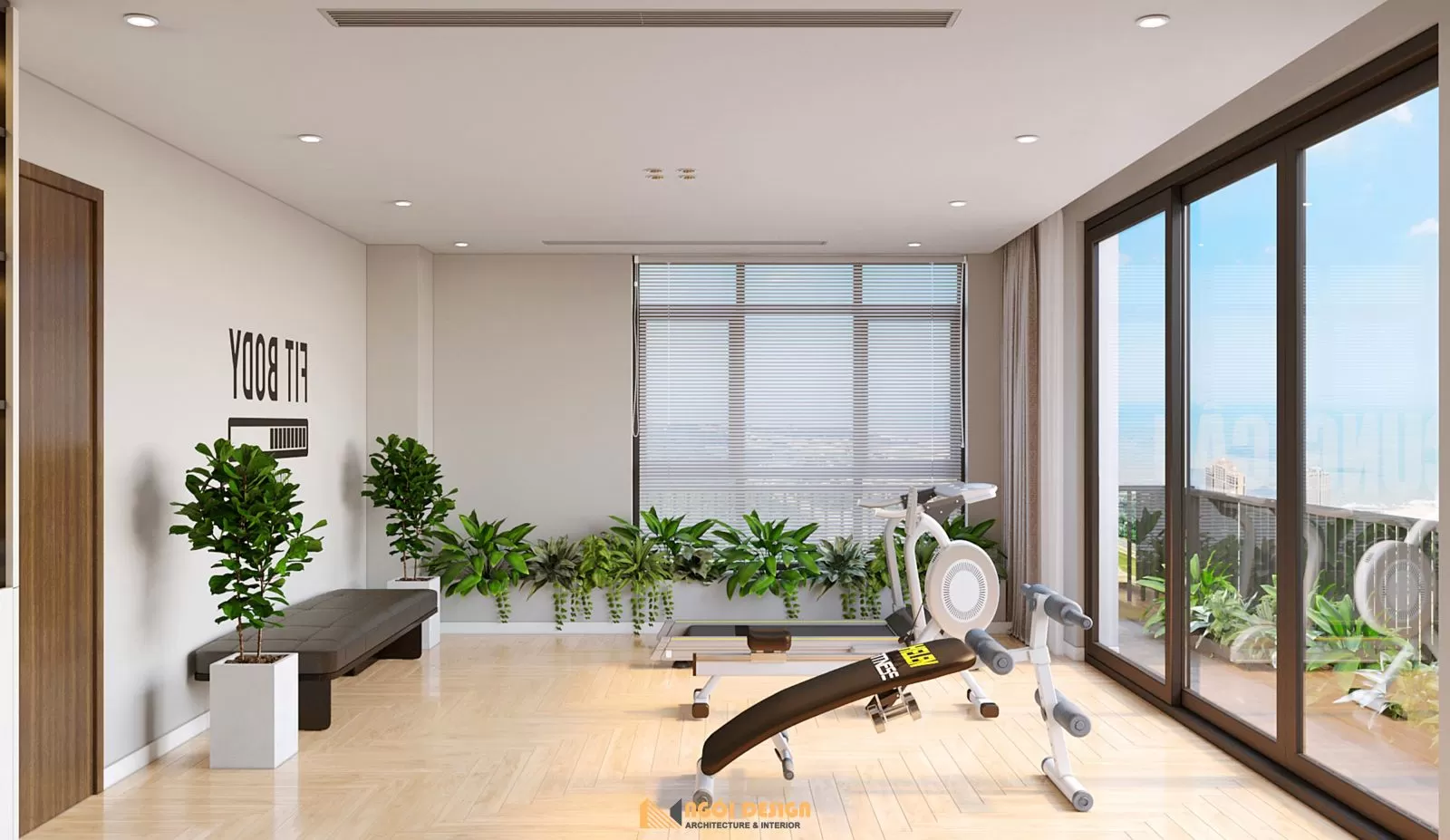 lối thiết kế mở, kết nối trong ngoài, tiết chế những vật dụng không cần thiết để tạo điều kiện trong việc đón sáng tự nhiên