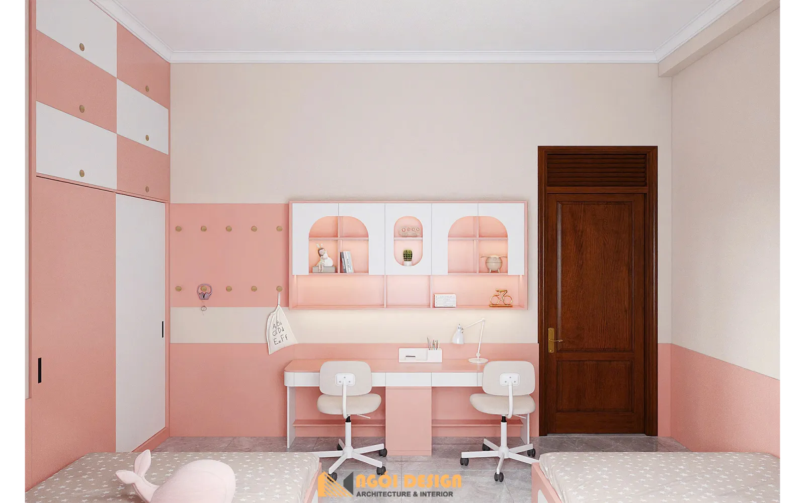 cải tạo thiết kế phòng ngủ cho 2 bé gái